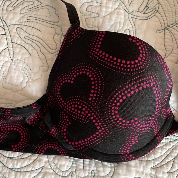 VS Sexy little things Heart bra 32C push-up pink hearts on black mesh - Picture 3 of 6